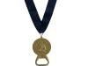 Patentovaná medaile s otvírákem  zlatá - tmavě modrá stuha