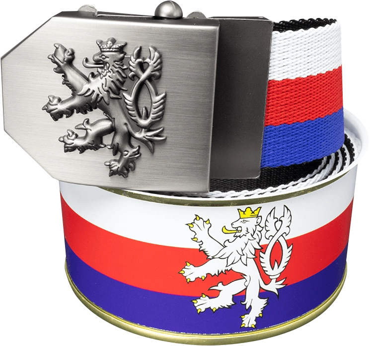 Textilní opasek Český lev - Trikolóra (dárkové balení)