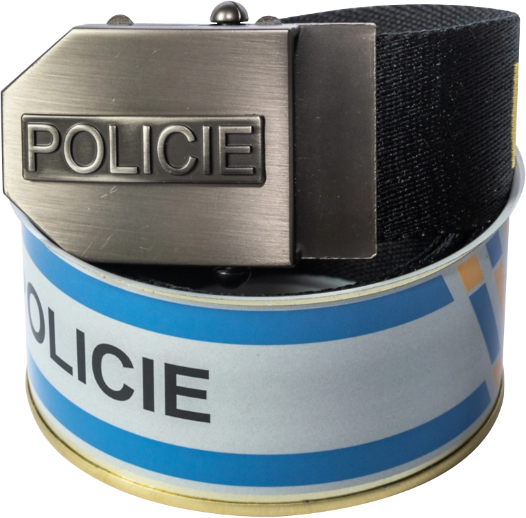 Textilní opasek Policie - Černý (dárkové balení)