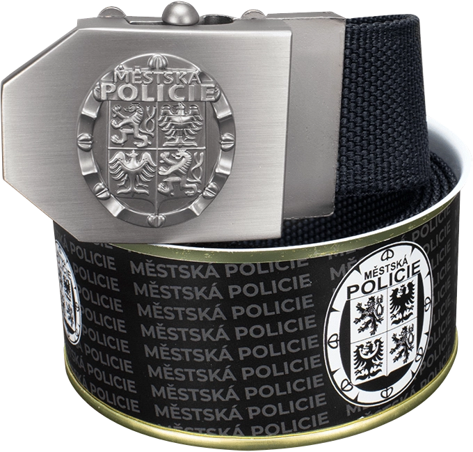 Textilní opasek Městská policie - Černý (dárkové balení)