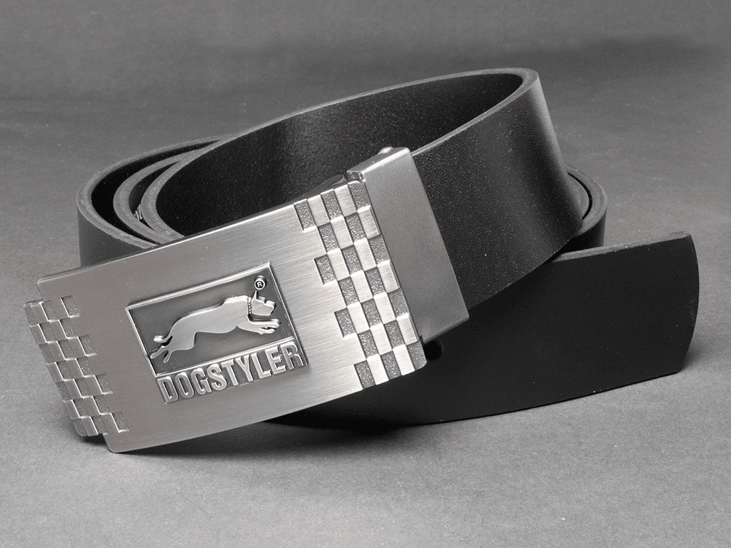 Dogstyler - Kožený opasek 40 mm (přezka šachovnice)