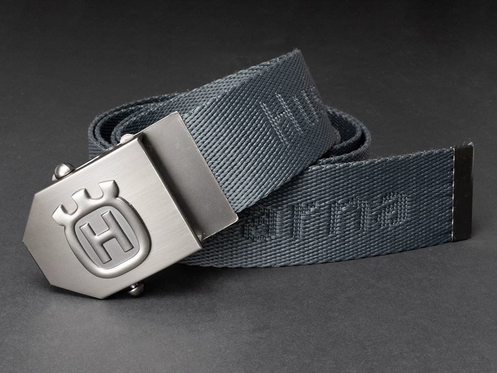 Husqvarna - Textilní opasek 40 mm (přezka zkosená) - Šedivý s ražbou