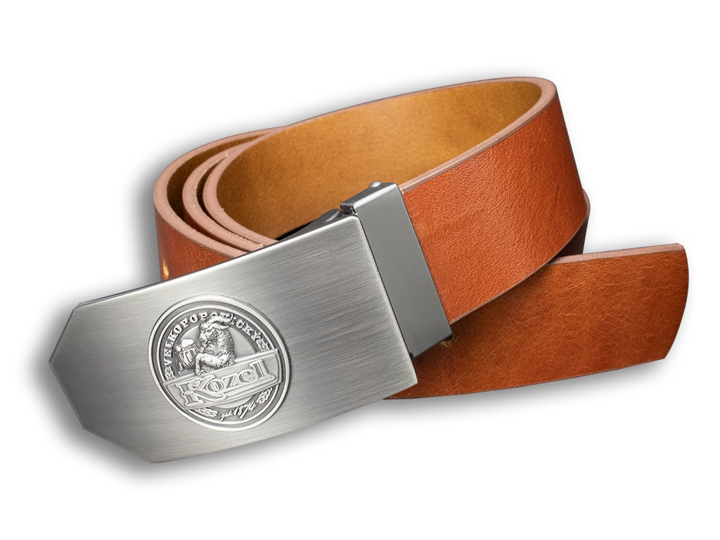 Velkopopovický Kozel - Kožený opasek 40 mm (přezka zkosená) - Hnědý