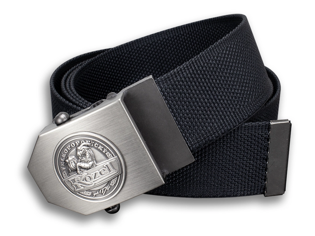 Velkopopovický Kozel - Textilní opasek 40 mm (přezka zkosená) - Černý