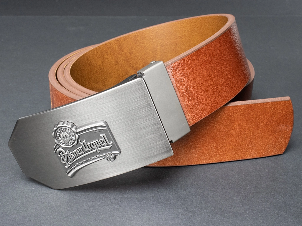 Pilsner Urquell - Kožený opasek 40 mm (přezka zkosená) - Hnědý