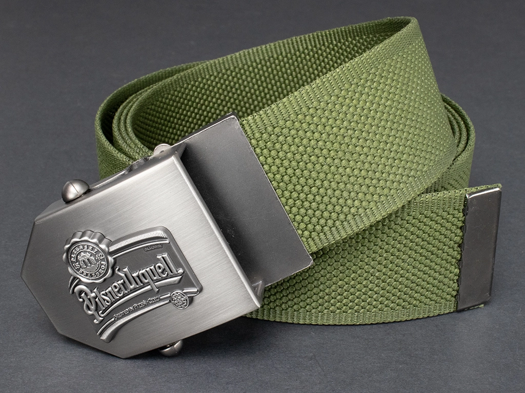 Pilsner Urquell - Textilní opasek 40 mm (přezka zkosená) - Olivový